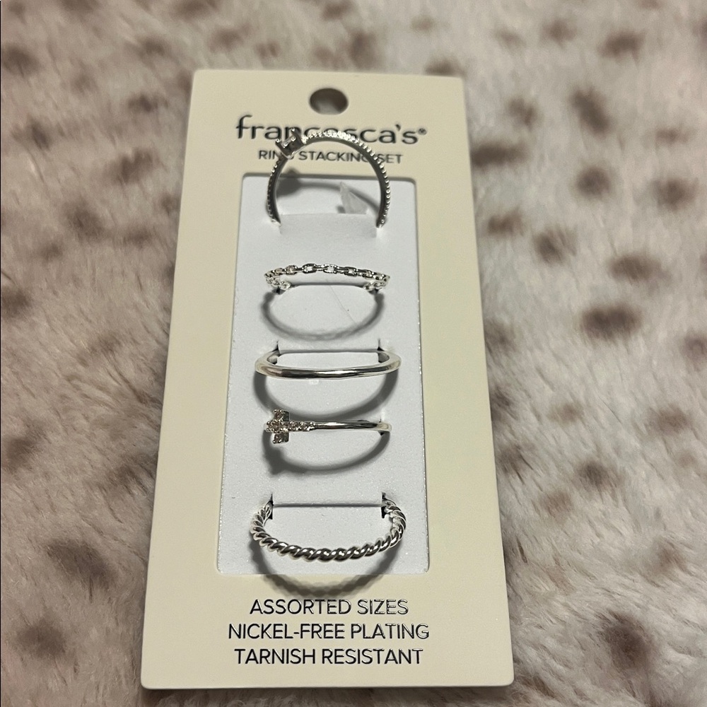 Francesca's Collections Silver Ring Stacking Set Assorted Sizes - Picture 2 of 5